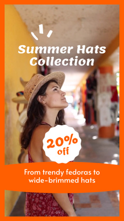 Various Style Of Summer Hats Collection With Discount TikTok Video Design Template