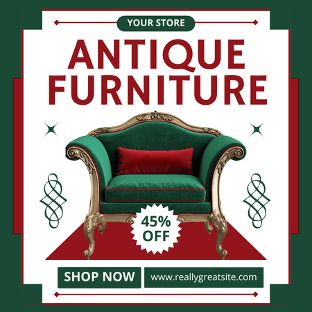 Exquisite Armchair With Cushion And Discounts Offer Instagram AD Design Template