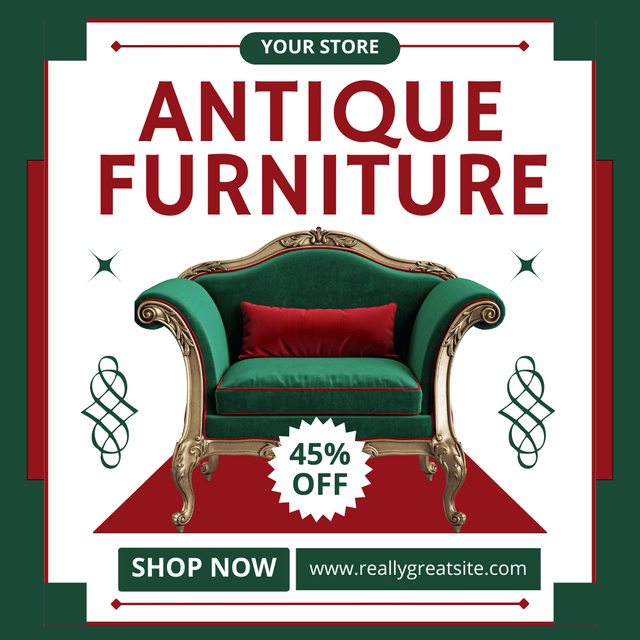 Exquisite Armchair With Cushion And Discounts Offer Instagram AD – шаблон для дизайна