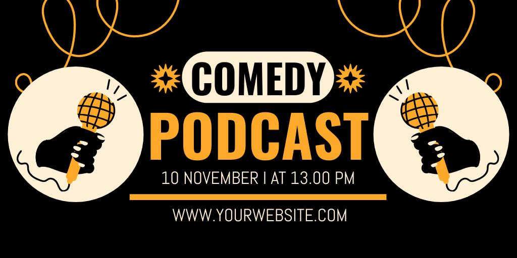 Ontwerpsjabloon van Twitter van Offer Comedy Podcast on Black