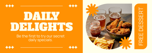 Ontwerpsjabloon van Tumblr van Daily Food Delights Ad with Tasty Chicken Legs and Drinks