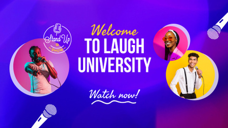 Cheerful Stand-Up Education Show Announcement YouTube intro Design Template