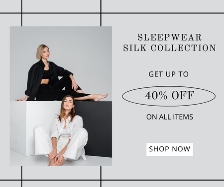 Platilla de diseño Discount on New Collection Silk Sleepwear Facebook