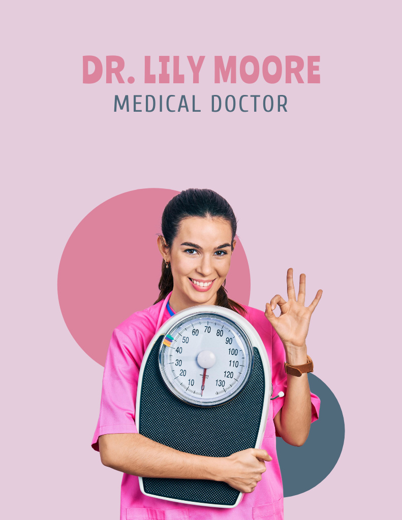 Supportive Nutritionist Doctor Services Offer With Scale Flyer 8.5x11in Tasarım Şablonu