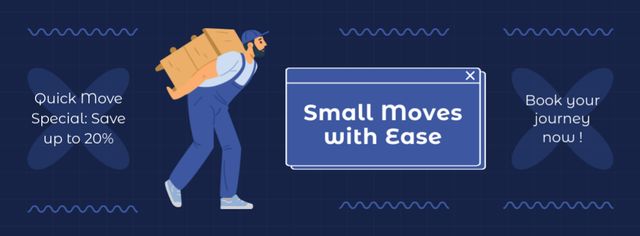 Offer of Quick and Smooth Moving Services with Deliver carrying Box Facebook cover Design Template