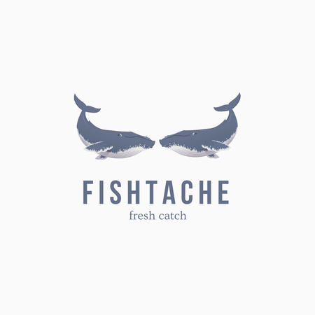 Image of Fish Restaurant Emblem Logo 1080x1080pxデザインテンプレート