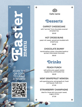 Platilla de diseño Easter Meals Offer with Pussy Willow Twigs Menu 8.5x11in