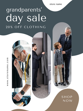 Clothing Sale on Grandparents Day Poster US Design Template