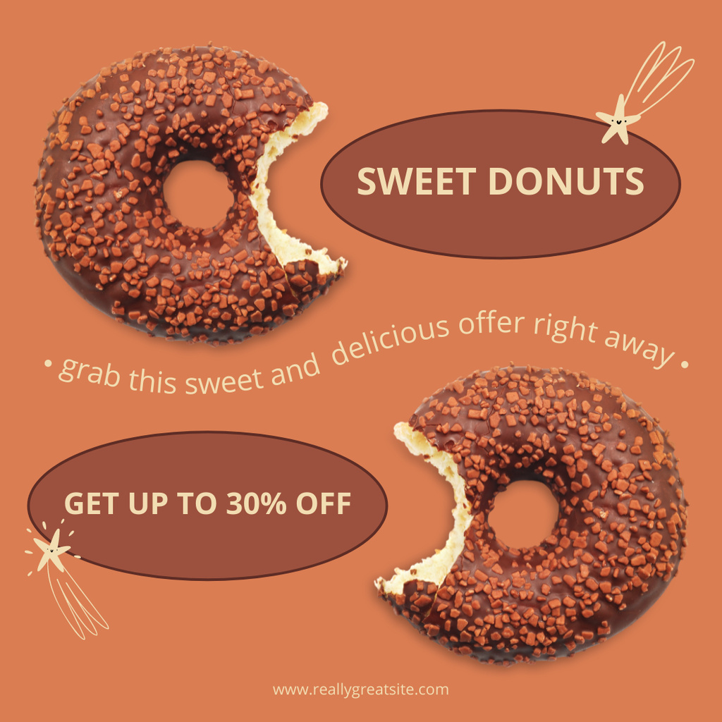 Sweet Chocolate Donuts Sale Instagram Πρότυπο σχεδίασης