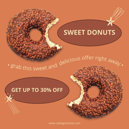Sweet Chocolate Donuts Sale Instagram Design Template
