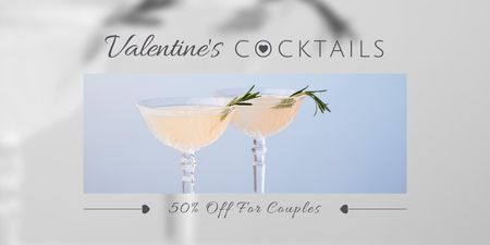 Offer Discounts on Festive Cocktails for Valentine's Day Twitter Design Template