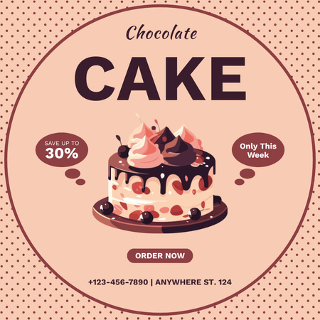 Retro stílusú reklám csokoládé tortákról Instagram tervezősablon