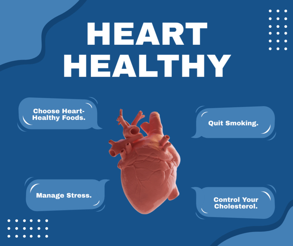 Healthcare Services with Human Heart Illustration Facebook – шаблон для дизайну