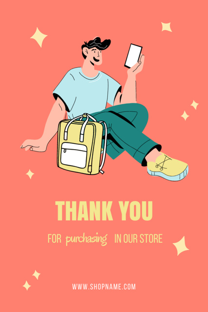 Back to School And Thank You For Purchase With Backpack Postcard 4x6in Verticalデザインテンプレート