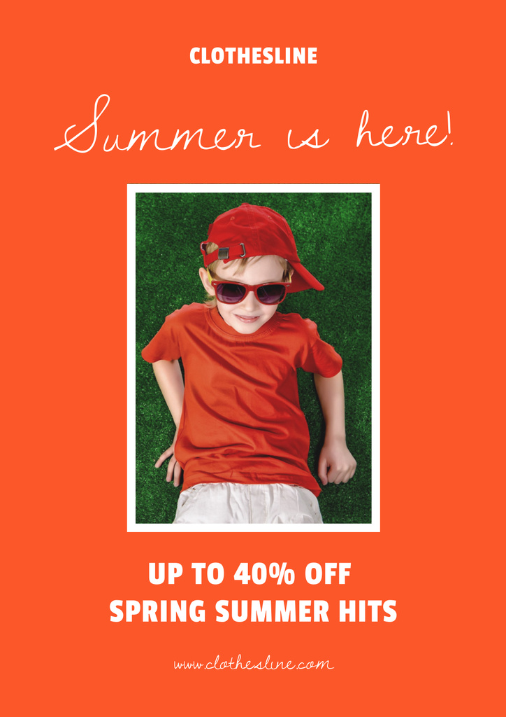 Summer Sale Kids Clothes Poster Design Template