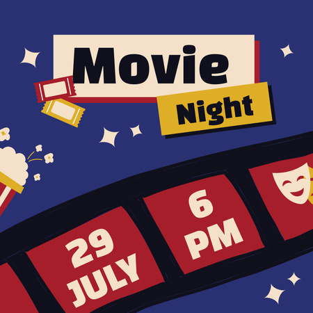 Movie Night Invitation  Instagram tervezősablon