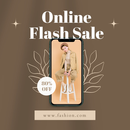 Online reklama na prodej flash módy s atraktivní ženou Instagram Šablona návrhu