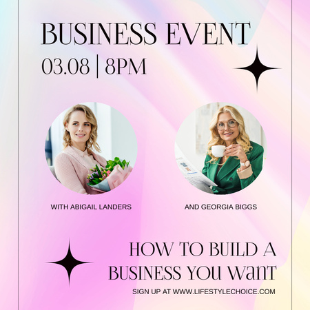 Business Event Announcement with Confident Women Instagram Modelo de Design