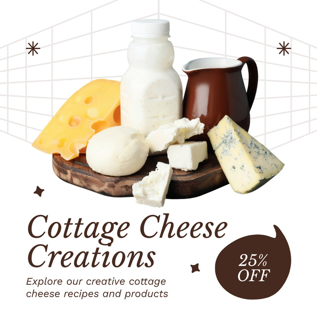 Cottage Cheese and Other Fresh Dairy Instagram AD Šablona návrhu