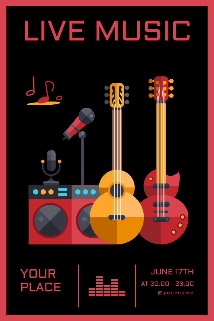 Enchanting Live Music Event With Guitars Pinterest Design Template