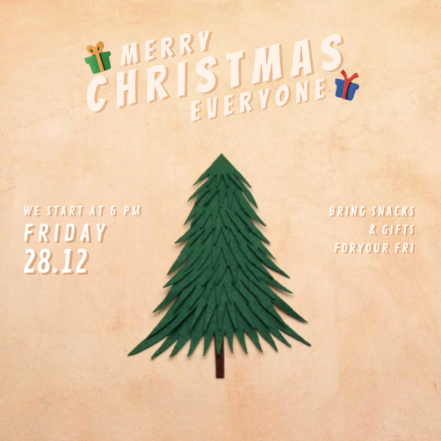 Christmas Invitation with Gifts under Tree Animated Post Šablona návrhu