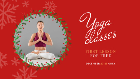 Plantilla de diseño de oferta de clases de yoga de navidad FB event cover 