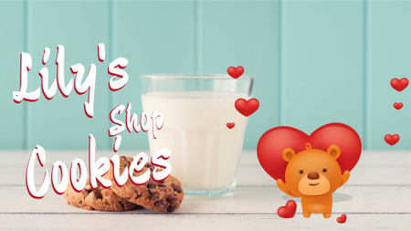 Valentine's Cookies with Cute Teddy Bear Full HD video Design Template
