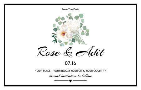 Designvorlage Save the Date with Flower Bouquet für Invitation 4.6x7.2in Horizontal