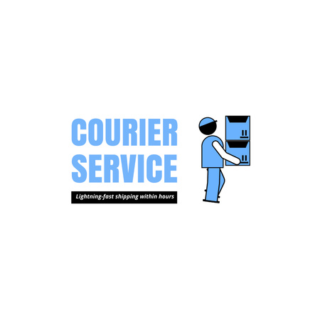Продвижение курьерских услуг на белом и синем Animated Logo – шаблон для дизайна
