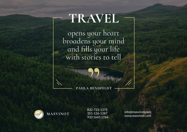 Inspirational Quote about Travelling with Majestic Mountains Poster A2 Horizontal – шаблон для дизайна