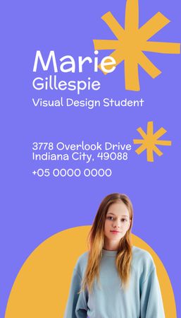 Modèle de visuel Visual Design Student Introductory Card - Business Card US Vertical