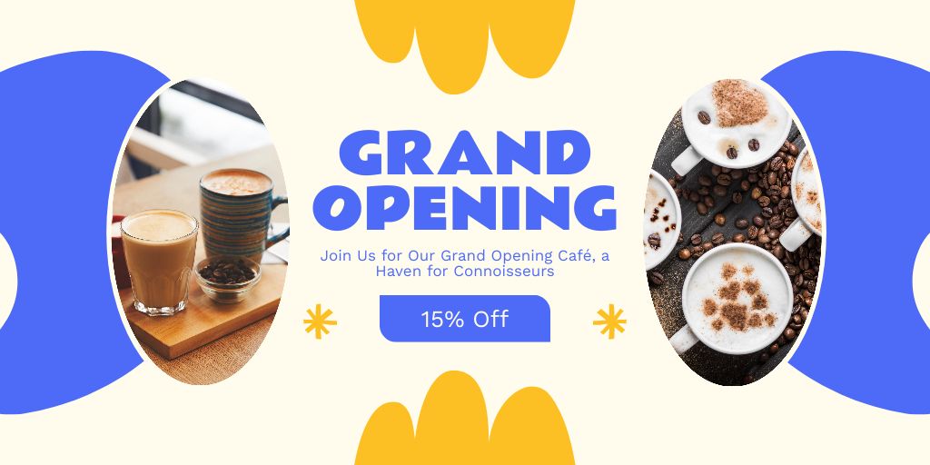 Plantilla de diseño de Best Cafe Opening With Discount On Cappuccino Twitter 