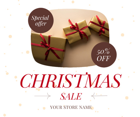 Christmas Sale Offer Various Sized Presents Facebook Design Template