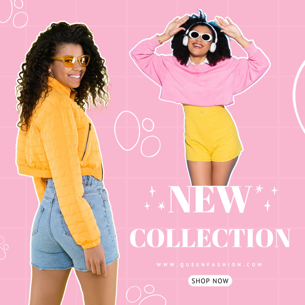 Ontwerpsjabloon van Instagram van New Collection of Clothes for Young Women Pink