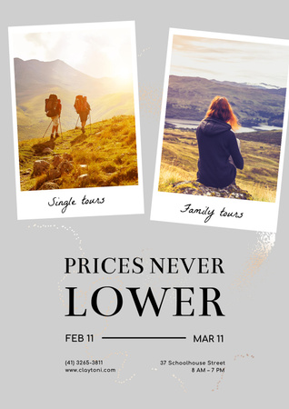 Tours Offer with travelling People Poster Design Template