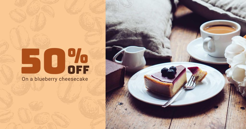 Bakery offer with Cheesecake Facebook ADデザインテンプレート