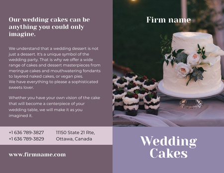 Wedding Cakes Offer in Purple Brochure 8.5x11in Bi-fold Design Template