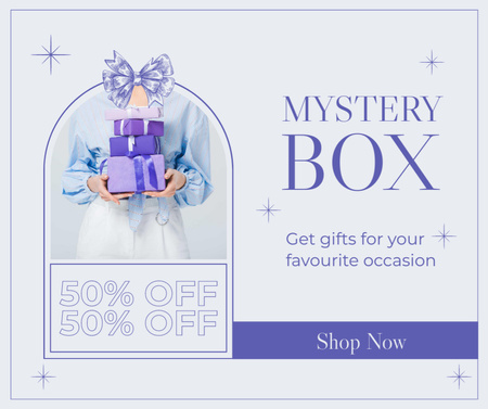 Mystery Box with Gift Sets Purple Facebook Design Template