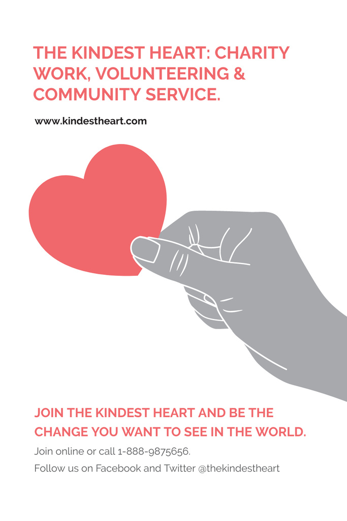Plantilla de diseño de The Kindest Heart Charity Work Pinterest 