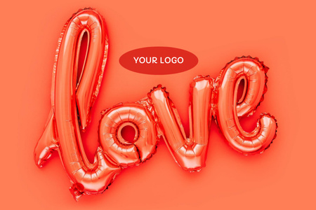 Designvorlage Balloon in Shape of Word Love for Valentine's Day Greeting für Postcard 4x6in