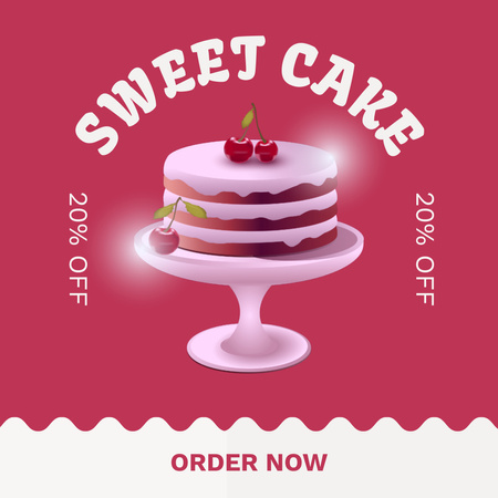 Vişneli Tatlı Kek İkramı Instagram Tasarım Şablonu