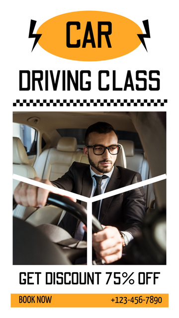 Personalized Auto Driving Class With Discounts Instagram Story Πρότυπο σχεδίασης