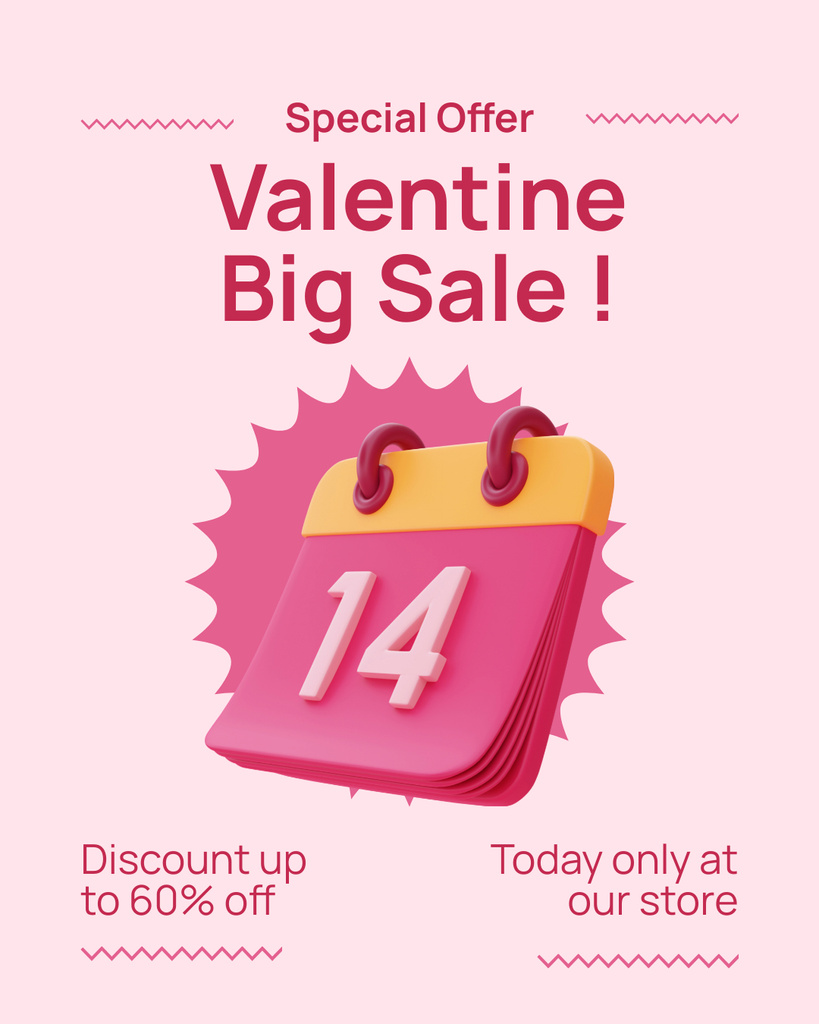Awesome Valentine's Day Big Sale In Store Instagram Post Vertical Design Template