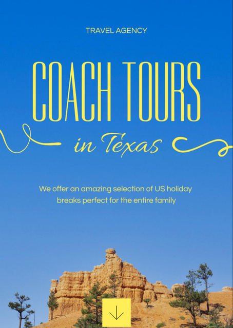 Coach Tours Offer with Beautiful Hill Flyer A6デザインテンプレート