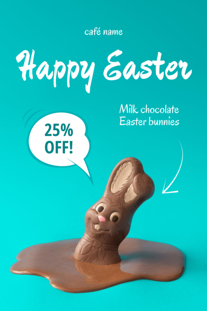 Easter Sale Ad with Chocolate Bunny Melting Flyer 4x6in Šablona návrhu
