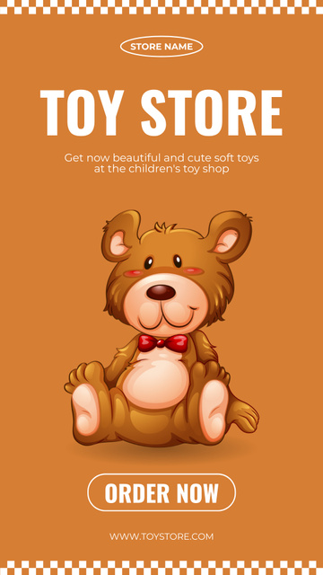 Toy Store Ad with Cute Cartoon Teddy Bear Instagram Storyデザインテンプレート