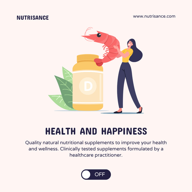 Nutritional Supplements Offer Ad with Illustration Instagram Tasarım Şablonu