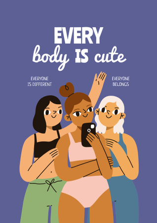 Body Positivity and Diversity Inspiration on Purple Poster B2 Design Template