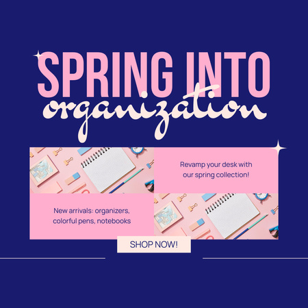 文具店の春の新コレクション Instagram ADデザインテンプレート