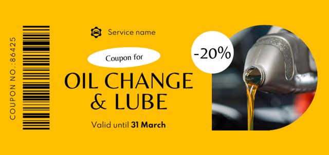 Sale of Car Oil Change Supplies and Lube Coupon Din Large – шаблон для дизайну